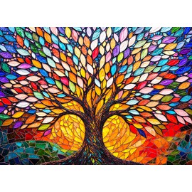Colorful Tree Jigsaw Puzzles for Adults 1000 Jigsaws Mosaic Colorful Leaves 1000 Piece Jigsaw Puzzles for Adults