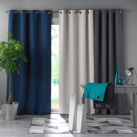 Douceur d'Intérieur Occult Plain Blackout Curtain with Eyelets Polyester, polyester, hot honey, 240x140 cm