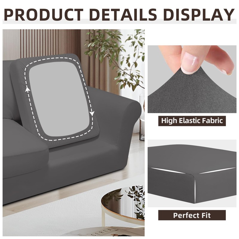 Easy-Going 7 Pieces Stretch Couch Cover Washable Sofa Cover Set