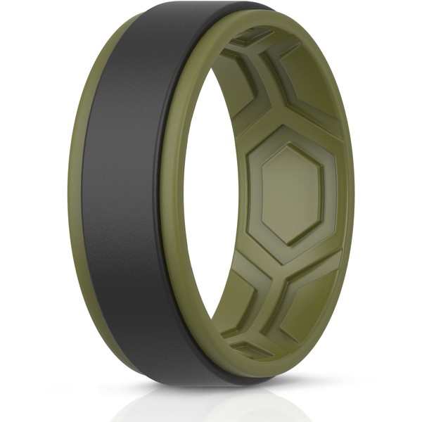 ThunderFit Silicone Wedding Rings for Men, Breathable Airflow Pattern 9mm