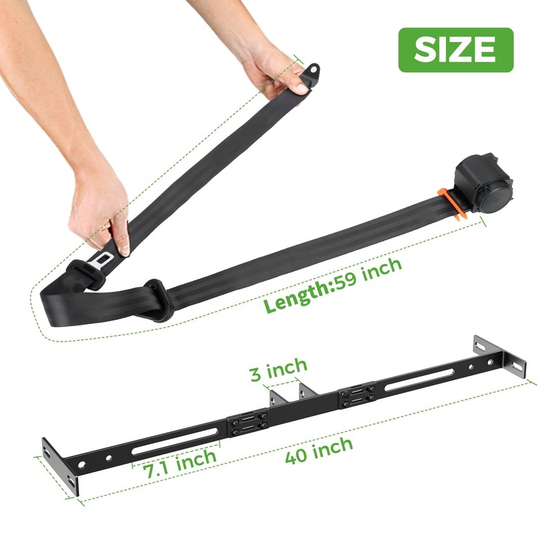 10L0L 3-Point 4 Passenger Seat Belt Bracket Kit for EZGO