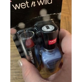 Wet N Wild Lipstick + Nail Polish Set Red/Purple