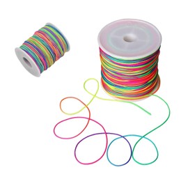 Wohlstand 100 m Elastic Cord, Beading Cord, 1 mm, Bead Cord Rainbow Colour Thread, Multicoloured Rainbow Colour Thread Cord for DIY Necklaces, Bracelets, Crafts