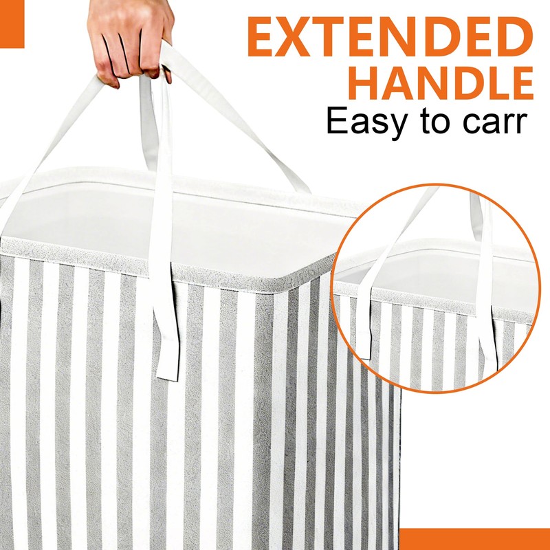 Harborway 3 Pack Laundry Hamper Collapsible Large Waterproof Cotton Linen