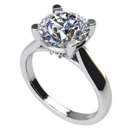 NANA Jewels Silver 10.00mm (4.00ct) Round Cut Zirconia Lucita Solitaire Engagement Ring-Platinum Plated-Size 7.5