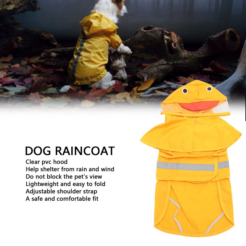 Dog Raincoat Waterproof Transparent PVC Brim Adjustable Hooded Dog Rain