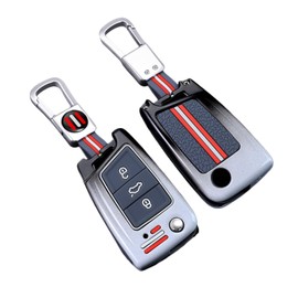 Happyit Zinc Alloy Car Key Cover Cases for VW Volkswagen Golf 7 MK7 Tiguan MK2 For SEAT Ateca Leon FR 2 Ibiza Skoda Octavia Key Fob Case (Gray)