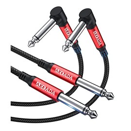 2 Pack Guitar Cable 10 ft, AkoaDa Guitar Cord Bass AMP Cord for Electric Guitar, Bass Guitar, Pro Audio, Electric Mandolin(Right Angle to Straight)