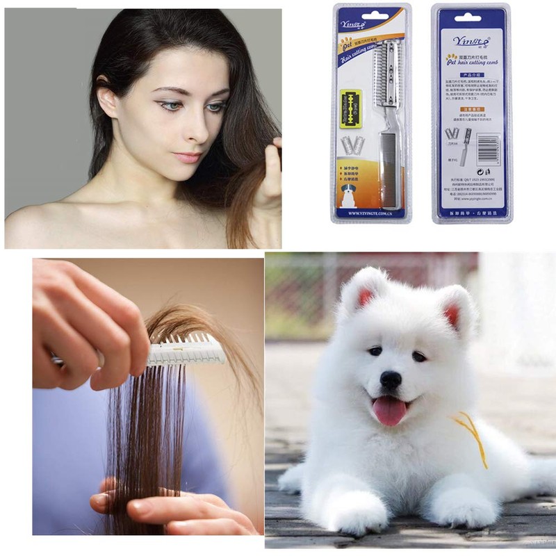 2Pcs Razor Comb for Dogs Cats with Extra Blades Double