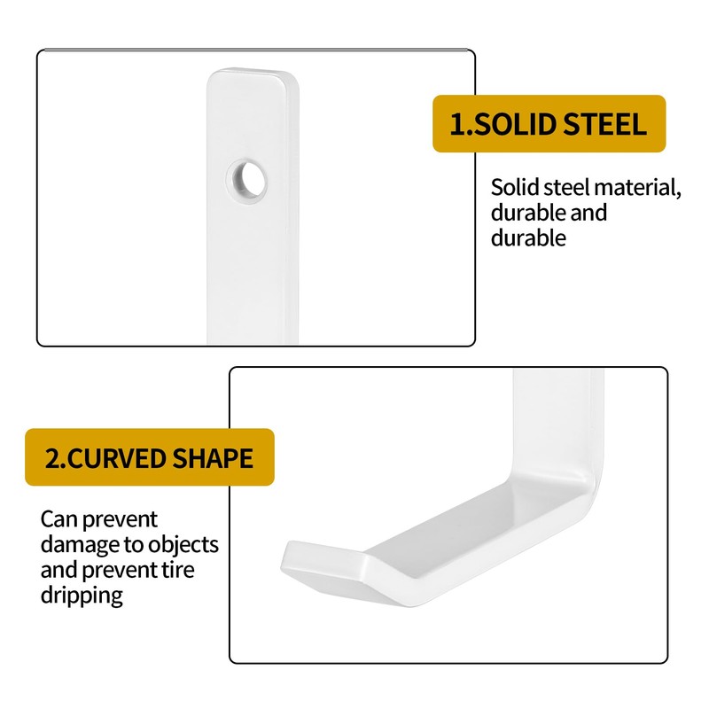 4 Pcs Garage Hooks for Hanging Heavy Duty Hooks, White