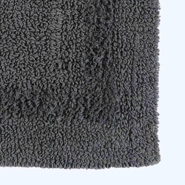 Homescapes Premium Toilet Mat, Grey, Cotton Bath Mat 50 x 55 cm with Reversible Design, Toilet Rug with Cut-Out
