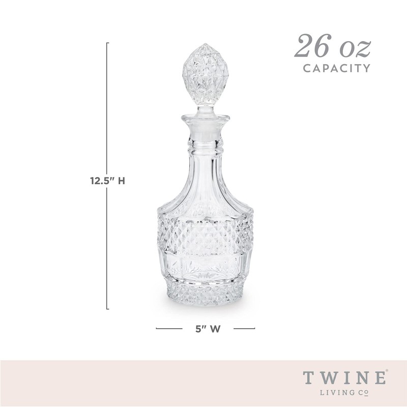 Twine Vintage Cut Crystal Decanter - Liquor Decanter for Wine,