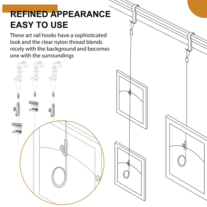 Dunzy 10 Pcs Picture Rail Hanging System Kit Picture Rail