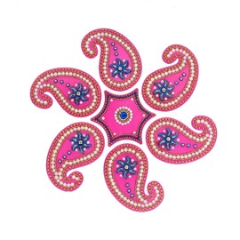 SWACRAFT Acrylic Paisley Pink Floor Rangoli Combo Diwali Toran with Red Laxmi Charan Paduka Pagal | Floor Wall Stickers Indian Puja Diwali Festival Decorations Home Temple Decor Gift – CMB-01