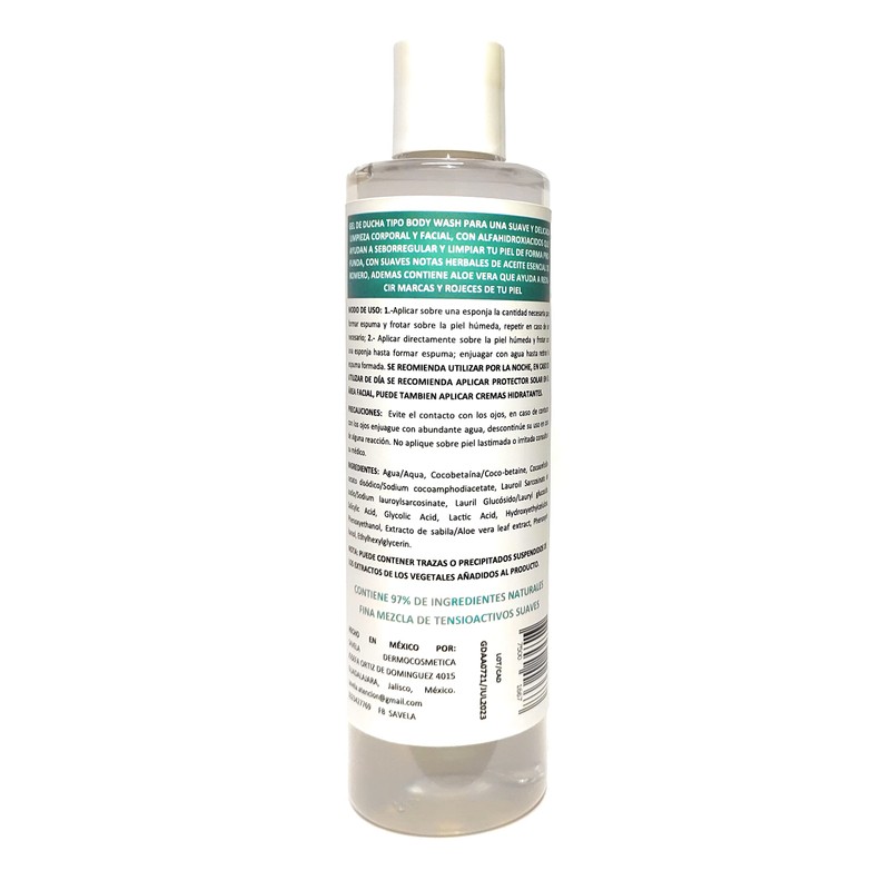 Gel de ducha para piel con tendencia grasa 250ml, AHA´s