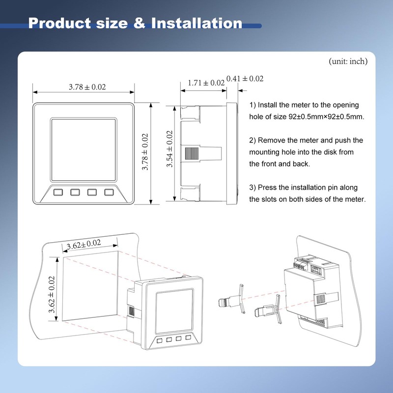 Intelligent Power Meter 3 Phase Current Voltage Power Meter for