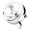 Universal Motorcycle Retro Silver Shell White Lens Headlamp Front Headlight
