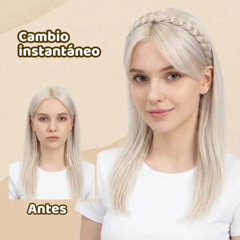 Diadema De Trenza Cabello Sintético Realista Semirigida 1p F Café