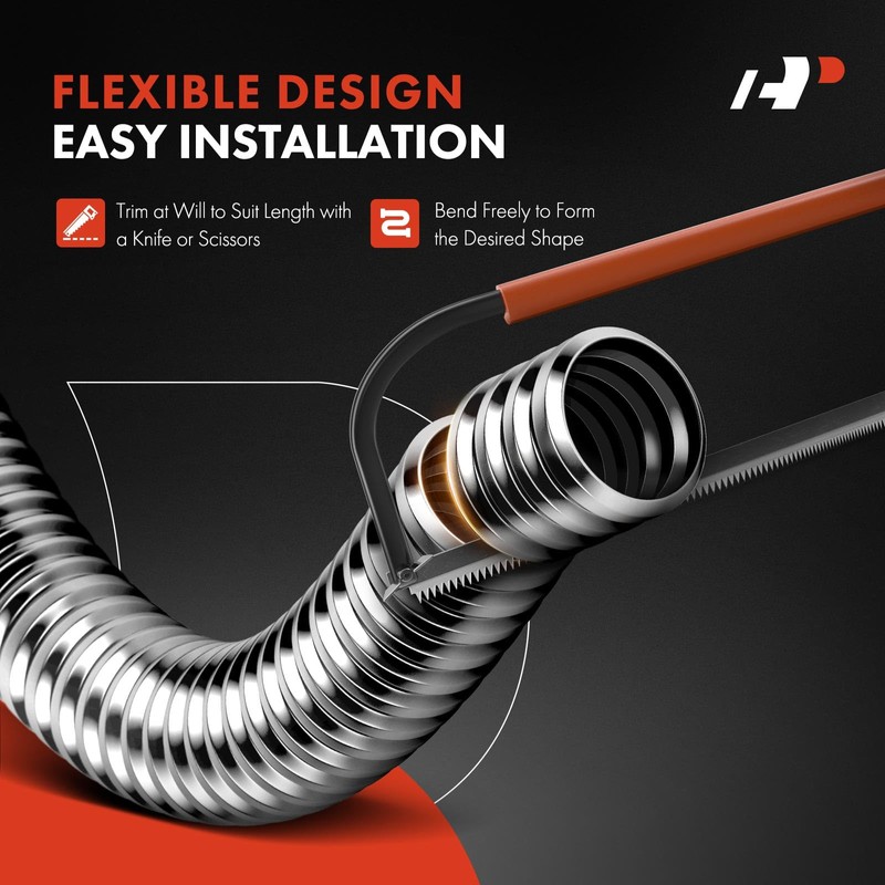 A-Premium 24" Universal Flexible Radiator Hose - Stainless Steel Water