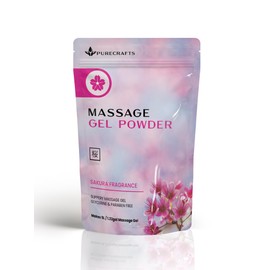 Purecrafts Massage Gel Powder 50g | Sakura Fragrance | Made in Japan | Smooth and Slippery Gel for Wellness and Relaxation | 50g Makes 1.32 Gallons | Just Add Water