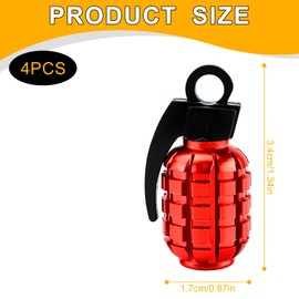 Bojueshaw 4pcs Aluminum Valve Stem Caps,Grenades Tyre Valve Caps Dust Caps,Creative Styling Car Wheel Tire Valve Caps for Car SUV Motorcycle Bike(Red)
