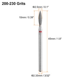 sourcing map 10pcs 200-230 Grits Diamond Grinding Bit 2.5mm Oval Head 2.35mm Shank 10mm Length Stone Sanding Drill Bits Rotary Tool for Ceramic Glass Nails Grinding Polishing