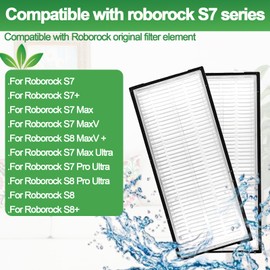 Pack of 4 Hepa Filters Compatible with Roborock S8/S8+/S8 Pro Ultra/S7/S7 Maxv/S7 Maxv Ultra/S7 Max Ultra/S7 Pro Ultra Robot, 2 Side Brushes Replacement Parts Accessories Compatible with Roborock
