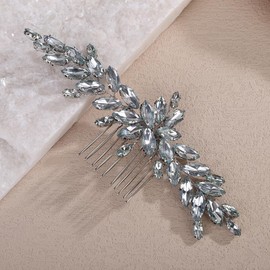 Teyglen Crystal Bridal Hair Comb Full Rhinestone Hair Piece Bride Wedding Hair Comb Sparkly Rhinestone Headpiece Party Prom Hair Accessories for Women (Mint green)