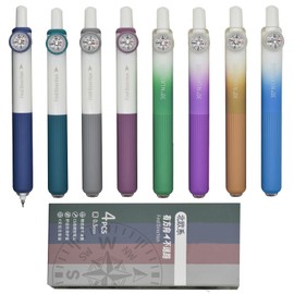 Maydahui 8 PCS Retractable Small Compass Pocket Rollerball Gel Pens Novelty Short Round Pen Mini Fat Tremor Parkinson Arthritis Hands Morandi Color Quick Drying Black Ink for School Party