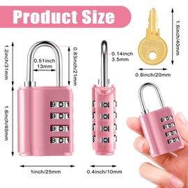 Kenning Combination Padlock 4 Digit Combination Lock with Keys Locker Resetable Security Outdoor Waterproof Gate Lock for School Sports Gym Locker Employee Fence Case (Pink,10 Pcs)