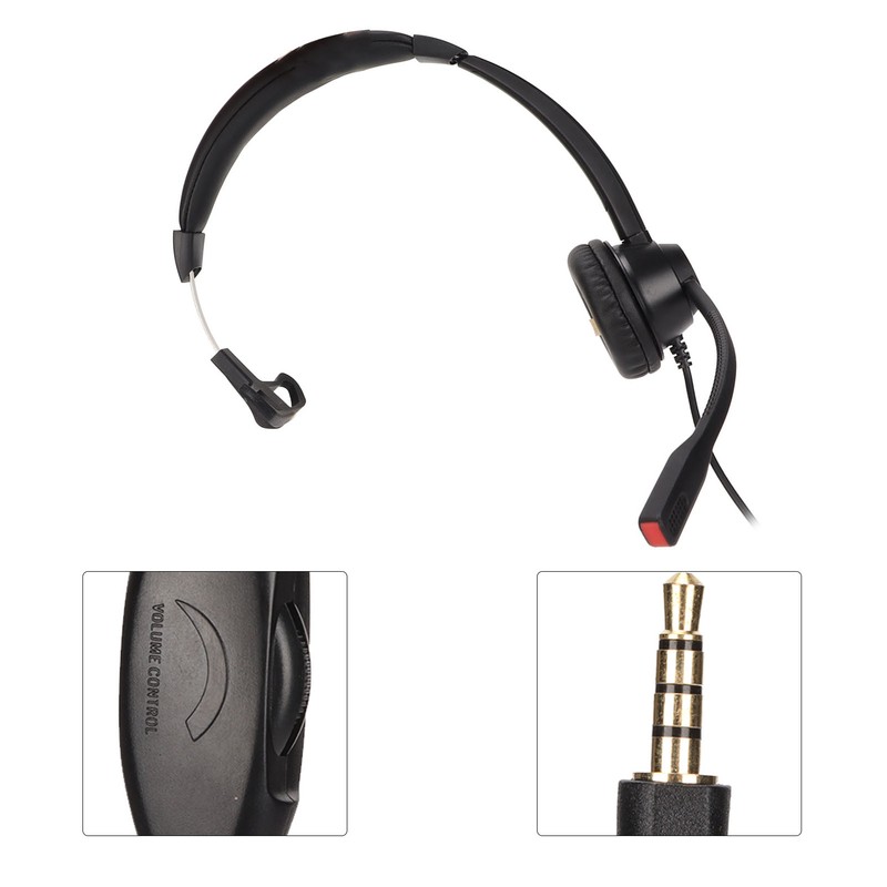 Telephone Headset Noise Reduction Volume Control 3.5mm Straight Plug Unilateral