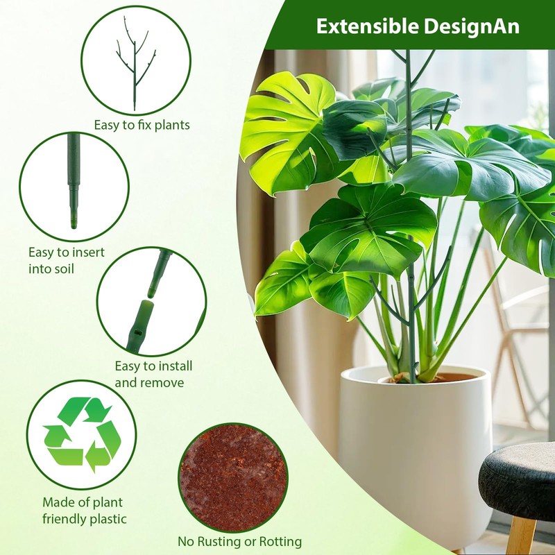 PERSZEN 6 Pack Stackable Monstera Plant Support, Plant Stakes for