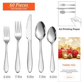 HaWare 60-Piece Silverware Set for 12, Stainless Steel Flatware Cutlery Tableware for Home, Modern Ergonomic Eating Utesils, Mirror Polished, Dishwasher Safe