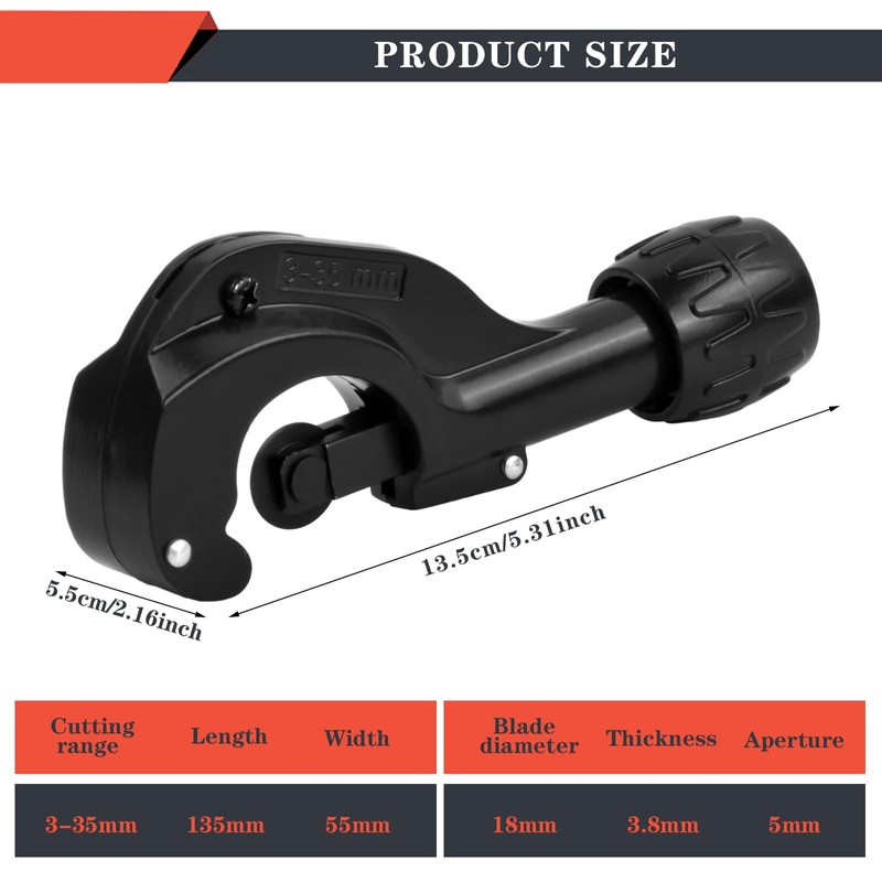 Pipe Cutter for Pipes Diameter 3-35 mm, Stainless Steel Pipe
