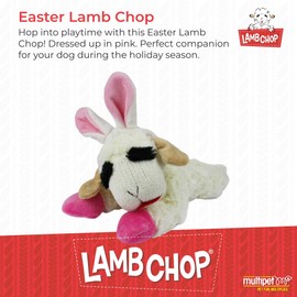 Multipet Multipet Lamb Chop Dog Plush Toy w/Easter Bunny Ears - Squeaky Dog Toy for All Dogs - Extra Soft Plush Dog Toy - Stuffed Animal Dog Toy for Cuddling & Playing - Cute Pet Toy (6, Cream/Pink)