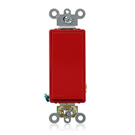 Leviton 5621-2R 20-Amp 120/277-Volt Decora Plus Rocker Single-Pole AC Quiet Switch, Red