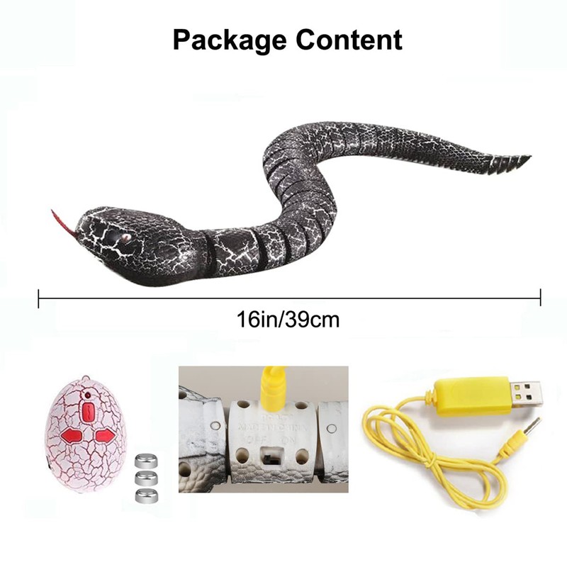 RC Snake Toy Retractable Tongue Swinging Tail Sliding Motion USB