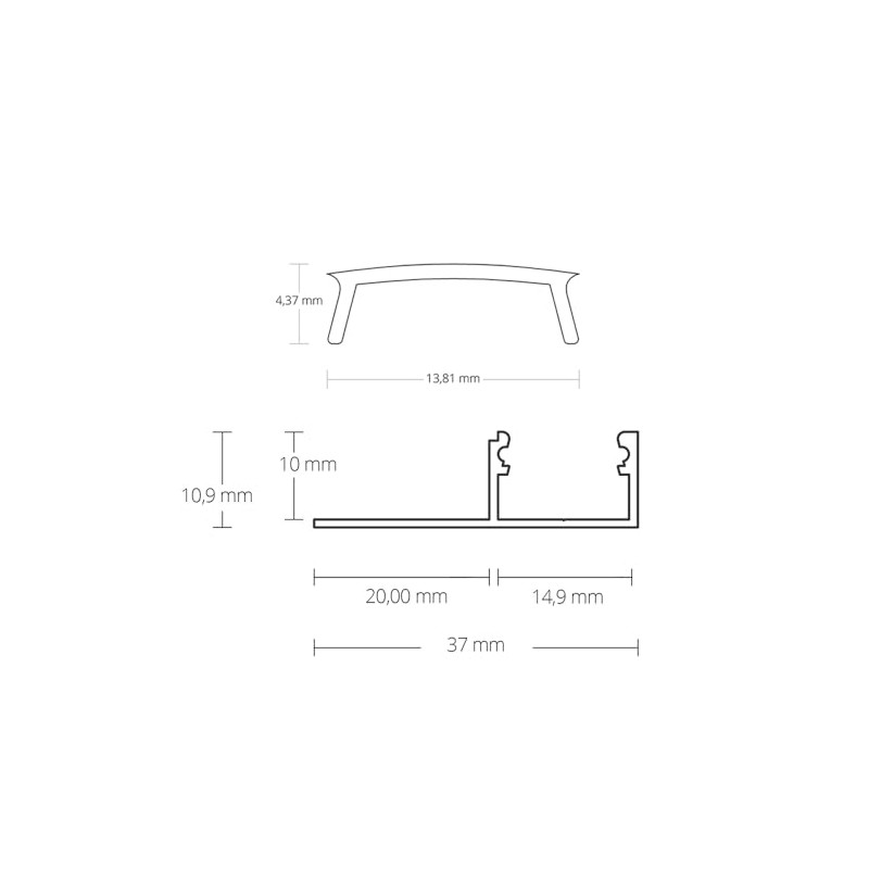 tktrading24 GX-FP2 LED Premium Aluminium Tile Profile 10 mm Silver