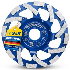 S&R Diamond Cup Wheel 125 mm - Cup Grinder for Concrete, Natural Stone, Granite, Brick, Masonry and More, Suitable for Angle Grinders with 22.23 mm Bore