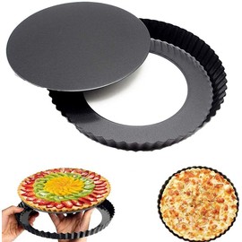LATRAT Tart Tin Quiche Mould 28 cm Quiche Tart Pan with Lifting Base Good Non-Stick Coating Removable Lifting Base