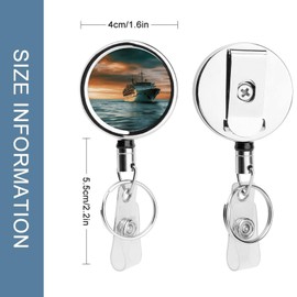 Heavy Duty Retractable Badge Holder Reel Cruise Ship Printed Metal ID Badge Holder with Belt Clip Key Ring for Key Name Card Holder