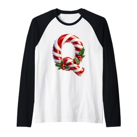 Merry Candy Cane Q Christmas Spirit Raglan Baseball Tee