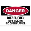 Danger, diesel fuel, No smoking, No open flames, black and red sign - 1mm flexible Plastic sign (300mm x 200mm)