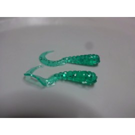 Unbranded SOFT PLASTIC SMALL 1" SEA GREEN/SILVER GLITTER CURL-TAIL GRUB FISH BAIT USA
