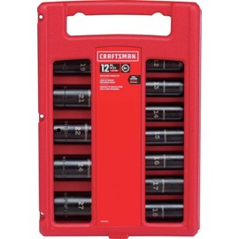 CRAFTSMAN Impact Socket Set, Metric, 1/2-Inch Drive, Deep Impact Sockets, 12-Piece (CMMT15887)