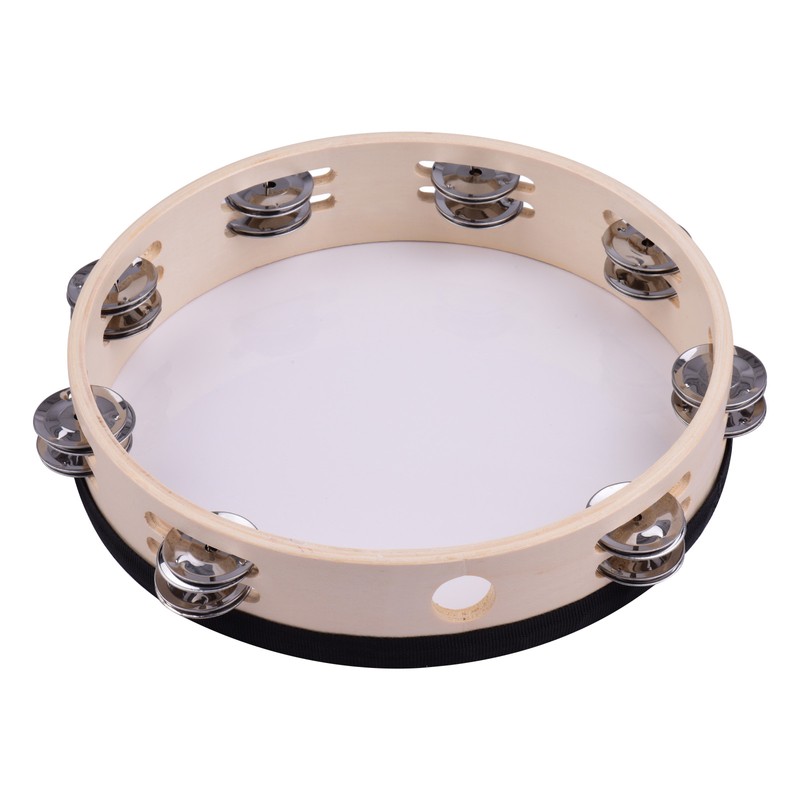 10 Inch Wooden Rdiant Tambourine Handbell Hand Drum with Double