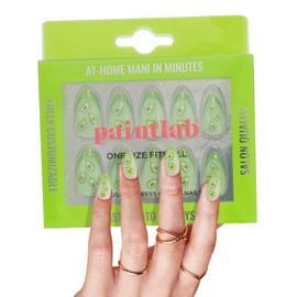 PaintLab Press On Nails - 30 Piece Fake Nails with Glue, Nail File, Prep Pad & Cuticle Stick | Non Toxic & Cruelty Free | Long Lasting & Complete Glue On Nails for Women & Girls (Holy Guacamole II)