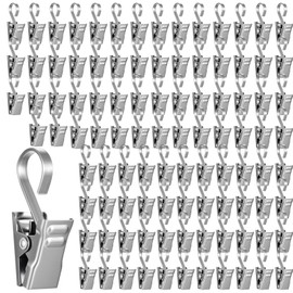 110 Pcs Shower Curtain Clips with Hooks, Heavy Duty Stainless Steel Metal Curtain Hooks with Clips for Shower Curtains, Bathroom, Home Decorations or Photo Art Craft Hanger Hanging Clip