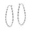 Dynamic Twisted Oval Hoops .925 Sterling Silver V-Lock Hoop Earrings
