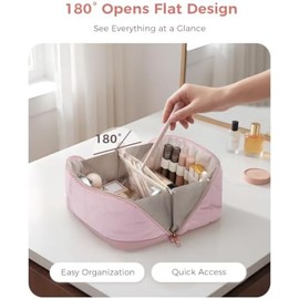 Travel Makeup Organizer, Compact Lightweight Accessory for Travel and Daily Use - Makeup Open Flat Puffy Wipe